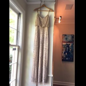 Beaded champagne floor length gown